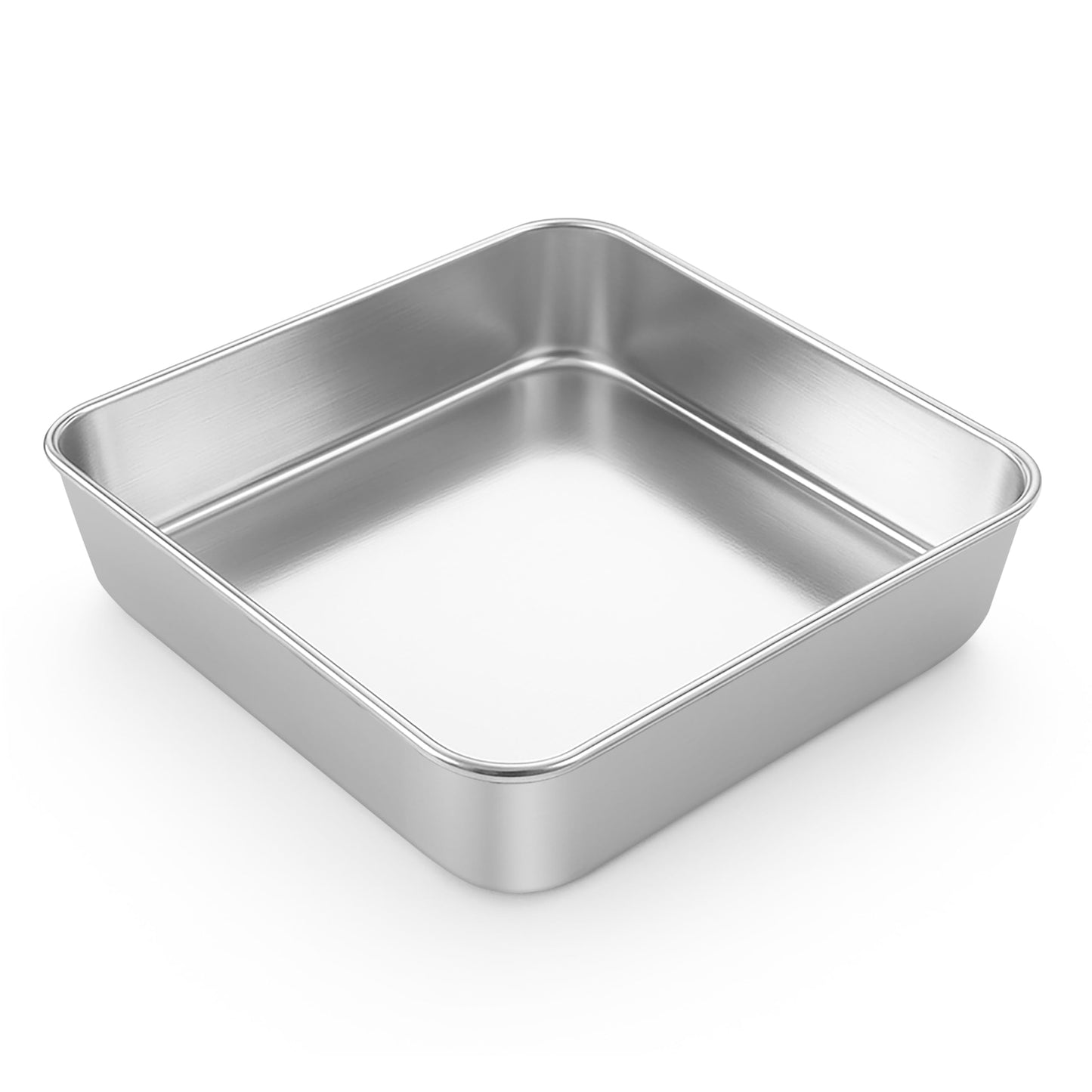 LIANYU 3 Pack 8 x 8 Inch Square Baking Cake Pan, Stainless Steel Cake Molds