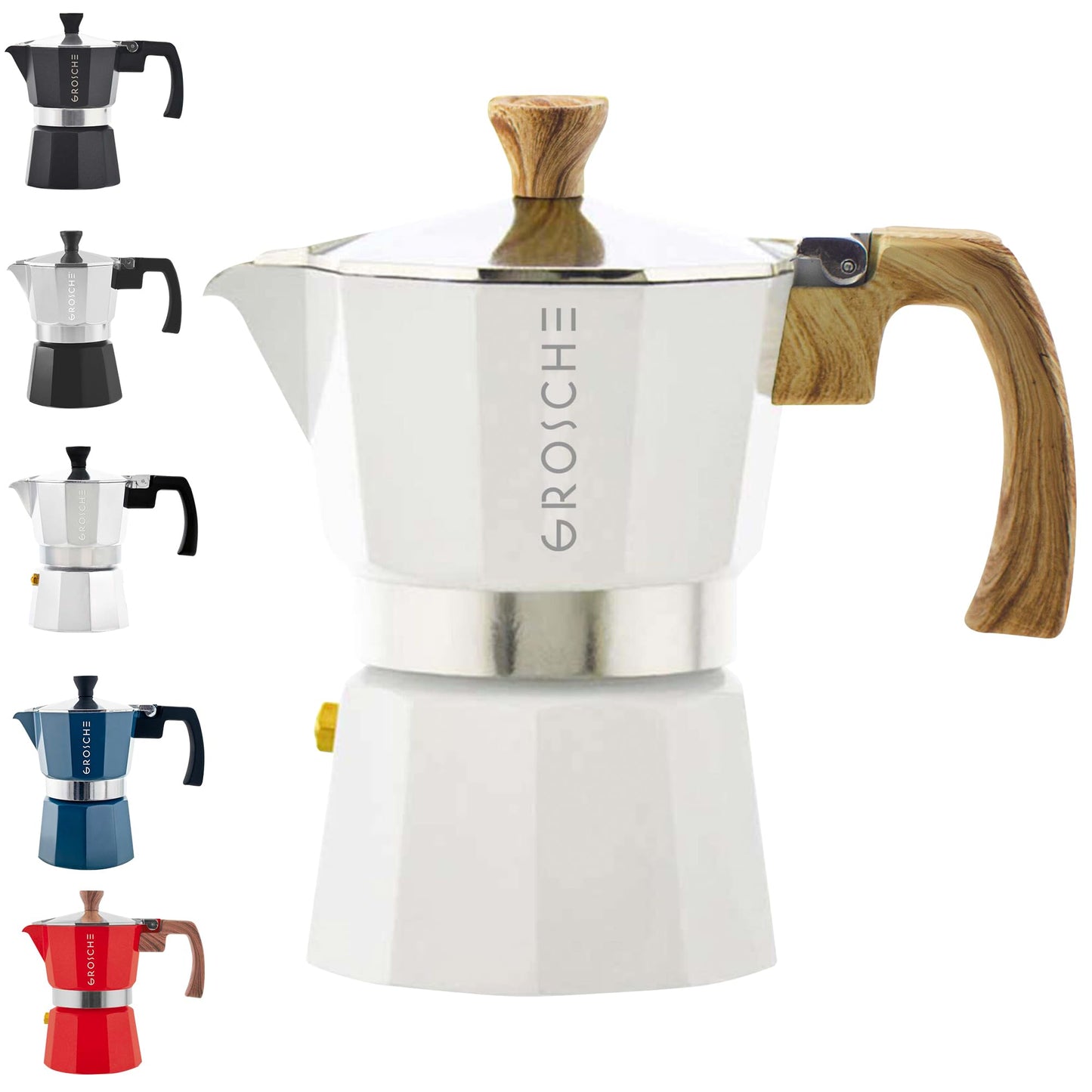 GROSCHE Milano Stovetop Espresso Maker Moka Pot 6 espresso Cup, 9.3 oz Blue