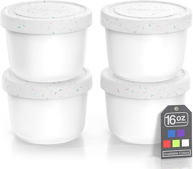 BALCI 16oz Ice Cream Containers - Set of 4 (Multicolor)
