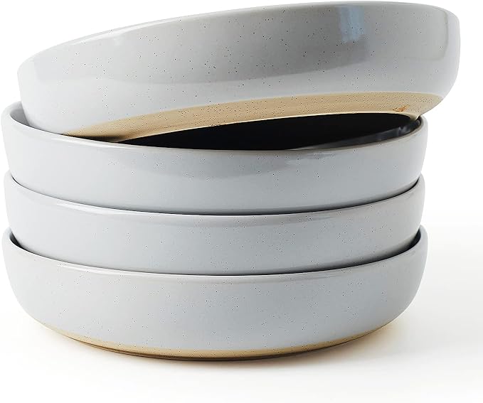 famiware Milkyway 33 oz Pasta Bowls Set of 4, Dark Gray