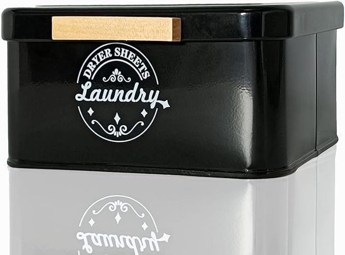 Dryer Sheet Holder Container for Laundry Room Organization, Farmhouse Laundry Organization and Storage, Metal Dryer Sheet Dispenser for Laundry Room Decor (Black)