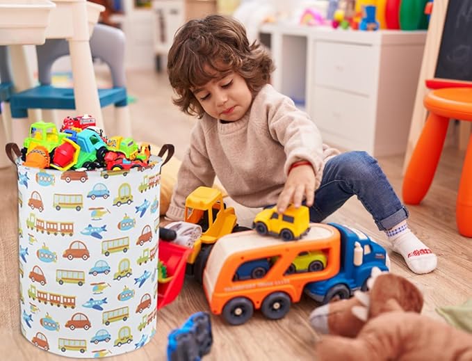 HIYAGON Kids Laundry Basket Kids Hamper Car Toy Storage Bin for Boys Room Decor Nursery Hamper Gift Baskets for Bedroom Bathroom(Car)