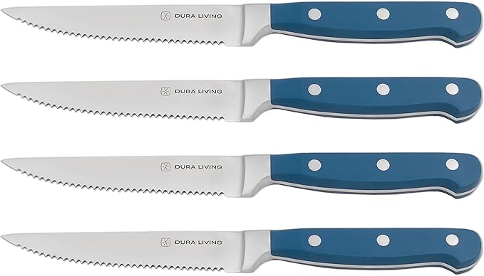 DURA LIVING 7-Inch Santoku Knife - Razor-Sharp High-Carbon Stainless Steel Blade, Forged Ergonomic Riveted Handle, Chef Knife for Chopping, Slicing & Dicing, Multipurpose Kitchen Knife, Home Chef