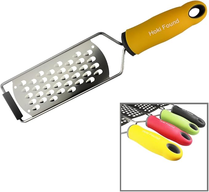 Hoki Found Stainless Steel Coarse Cheese Shredder - Zester, Vegetable & Fruit Grater - Black
