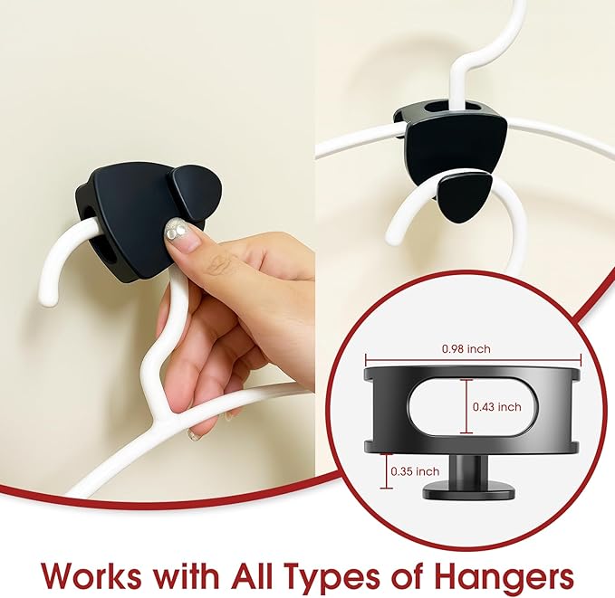 Space Saving Hanger Hooks 70Pcs, Upgrade Heavy Duty Space Saver Hangers Connector Hooks for Clothes, Premium Hanging Closet Organizer for Dorm, Ganchos para Colgar Ropa, Black