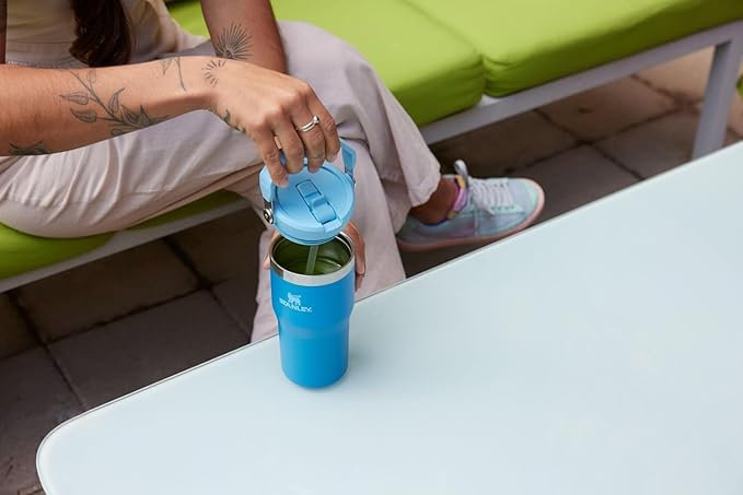 STANLEY IceFlow 2.0 Flip Straw Tumbler with Handle 20 oz | Twist On Lid and Flip Up Straw | Leak Resistant Water Bottle | Insulated Stainless Steel | BPA-Free | Rose Quartz