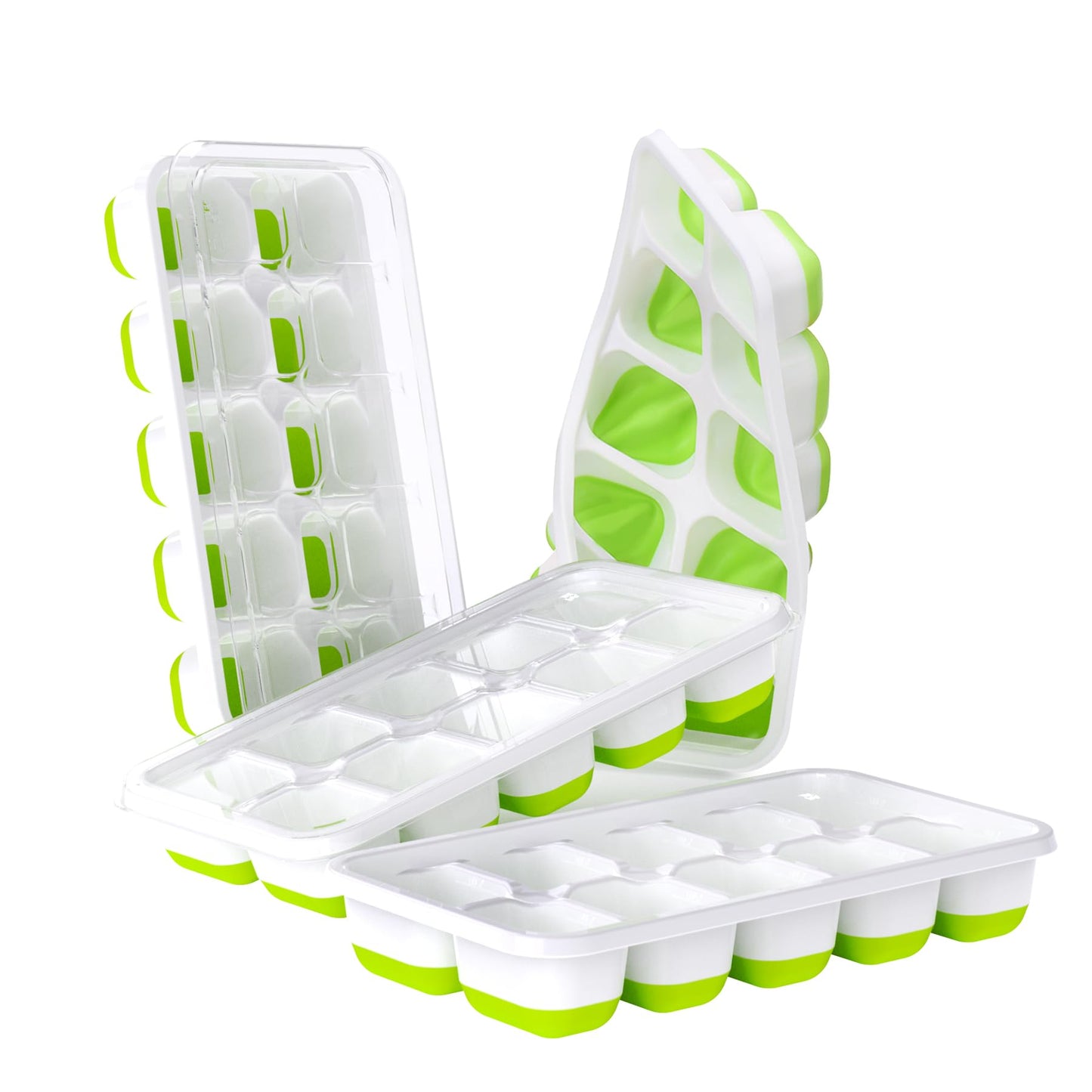 DOQAUS Ice Cube Tray with Lids, 4 Pack Silicone Ice Trays for Freezer