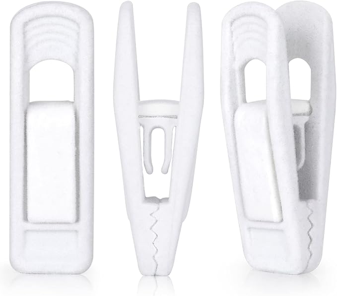 Tinfol White Velvet Hanger Clips, 80PC Pants Velvet Clips, Clothes Hanger Clip Clothes Pin, Strong Finger Flocked Clip Perfect for Slim-line Clothes Velvet Hangers