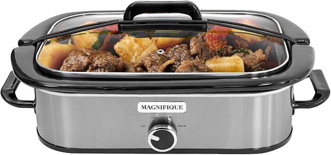 4-Quart Slow Cooker with Casserole Manual Warm Setting - Perfect Kitchen Small Appliance for Family Dinners, Dishwasher Safe Crock, Blue
