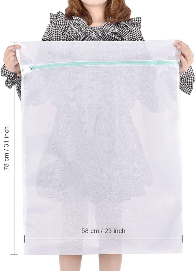 OTraki Mesh Laundry Bag for Delicates 2 Pack Garment Wash Bag 24 x 32 inch Zippered Large Washing Machine Bags for Sweater Dirty Clothes Washer College Dorm Organizer Don't Drying, Melting 140-176℉