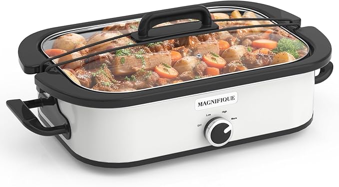 4-Quart Slow Cooker with Casserole Manual Warm Setting - Perfect Kitchen Small Appliance for Family Dinners, Dishwasher Safe Crock, Blue
