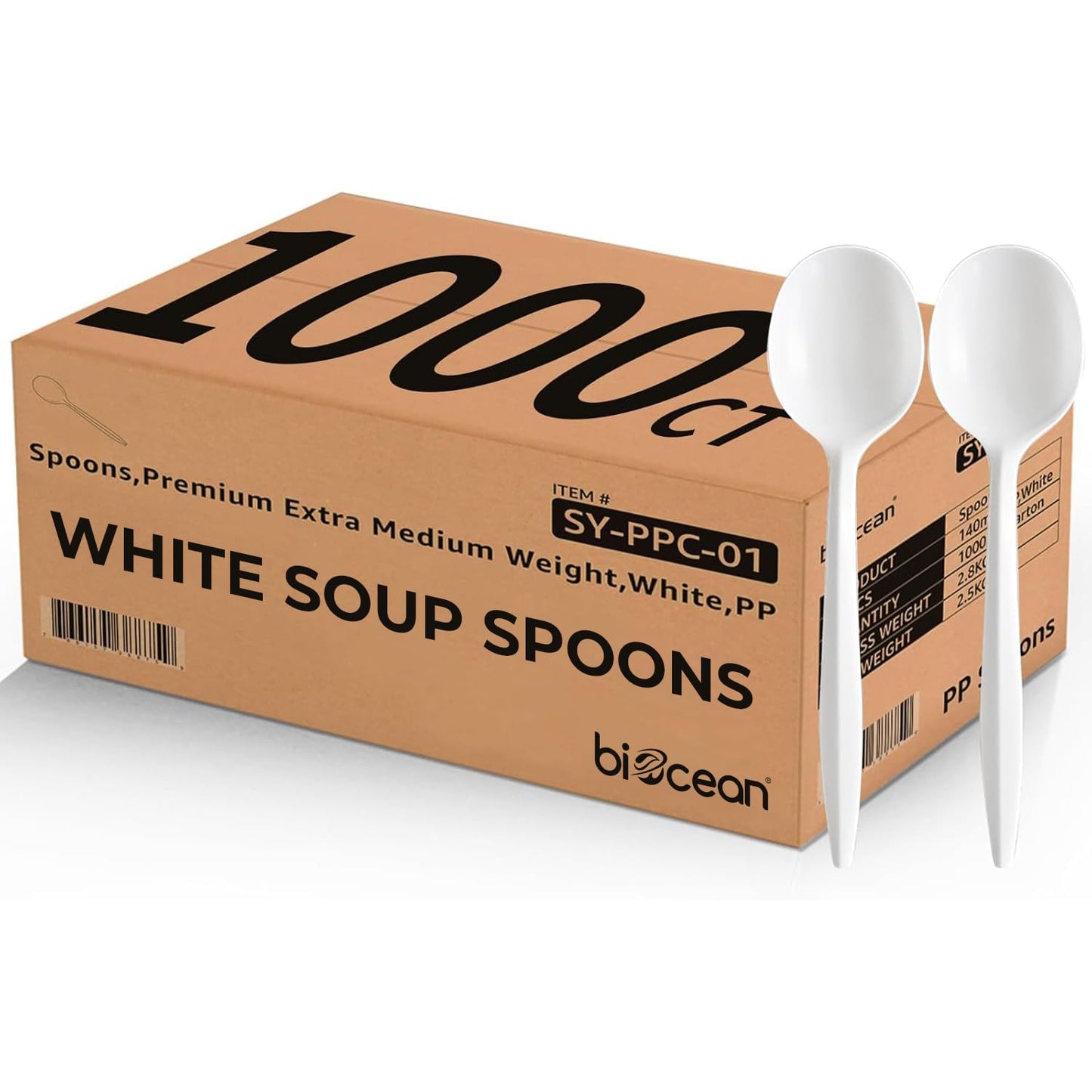 1000PCS Disposable Plastic Spoons Silverware Bulk Soup Spoon White Reusable Heavy Duty Disposable Cutlery Plastic Utensils Flatware for Home Restaurant Party Picnic Camping Travel (Soup Spoon-1000pcs)