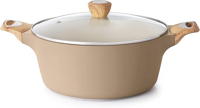 SENSARTE Nonstick Stock Pot with Lid, 2.6/4.5/6.6/8.5/11 QT Soup Pot Casserole Pot, Healthy Pasta Pot, Large Deep Cooking Pot, Big Sauce Pot Stew Pot, Induction Compatible, PFOA PFOS APEO Free, Black