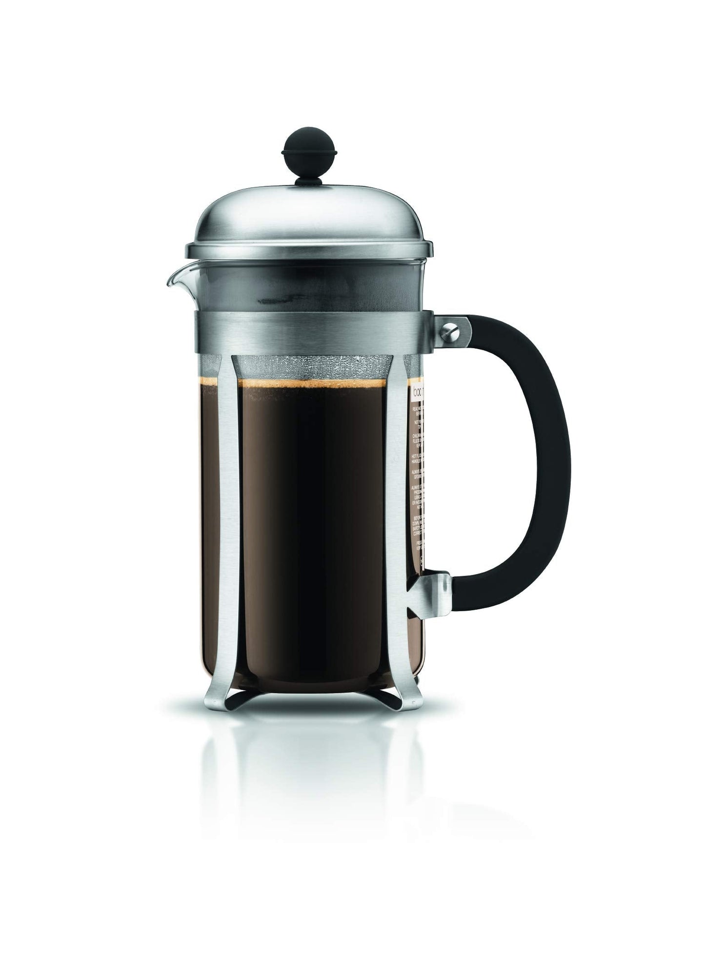 Bodum 51oz Chambord French Press Coffee Maker, High-Heat Borosilicate Glass, Polished Stainless Steel – Made in Portugal