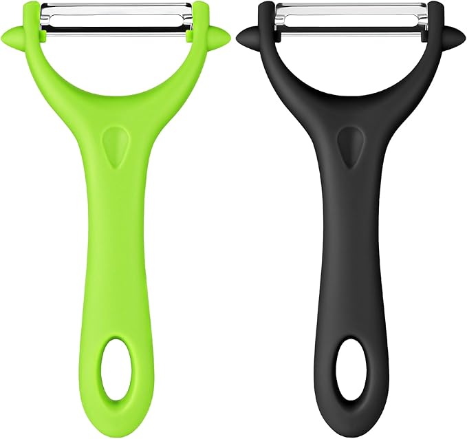 AUAUY 2PCS Potato Peeler, Y-Shaped Swivel Vegetable Peeler, Green + Black