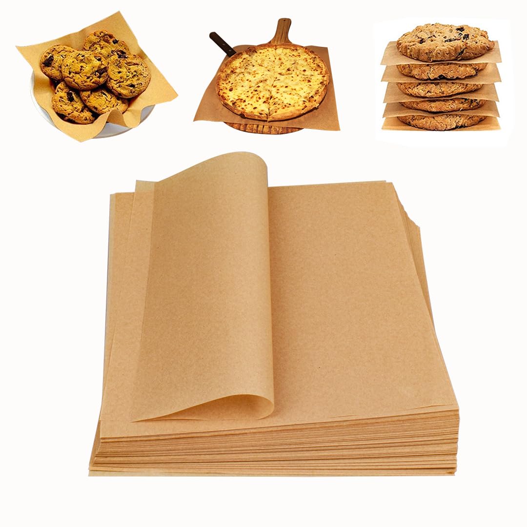 100 Pcs Parchment Paper Baking Sheets, 10x14 Inches Non-Stick Precut Baking Parchment Unbleached Baking Paper for Baking Grilling Air Fryer Steaming Bread Cup Cake Cookie
