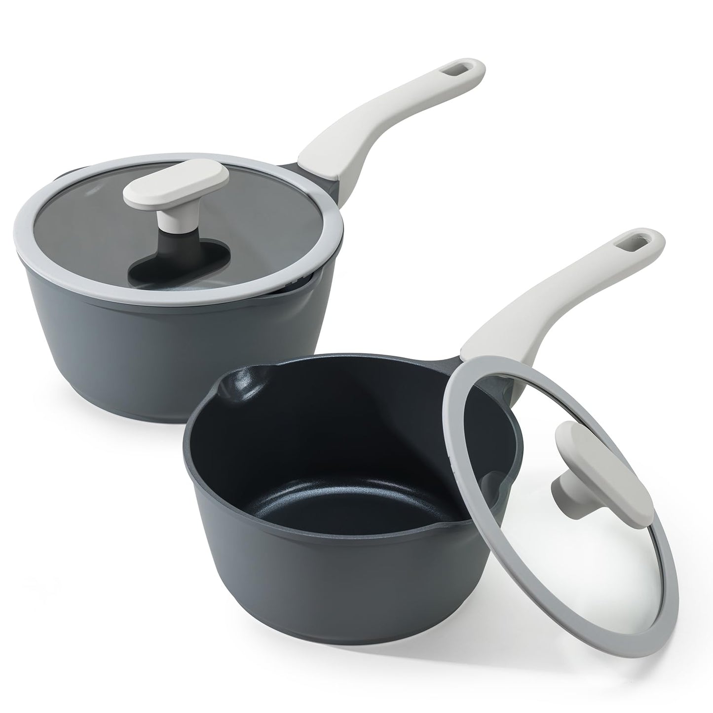 PRICUSIS Nonstick Saucepan with Lid, 2 Quart Sauce Pan, Healthy Sauce Pot with Pour Spouts for Multipurpose Use, PFOS & PFOA Free, Induction Compatible, Apricot