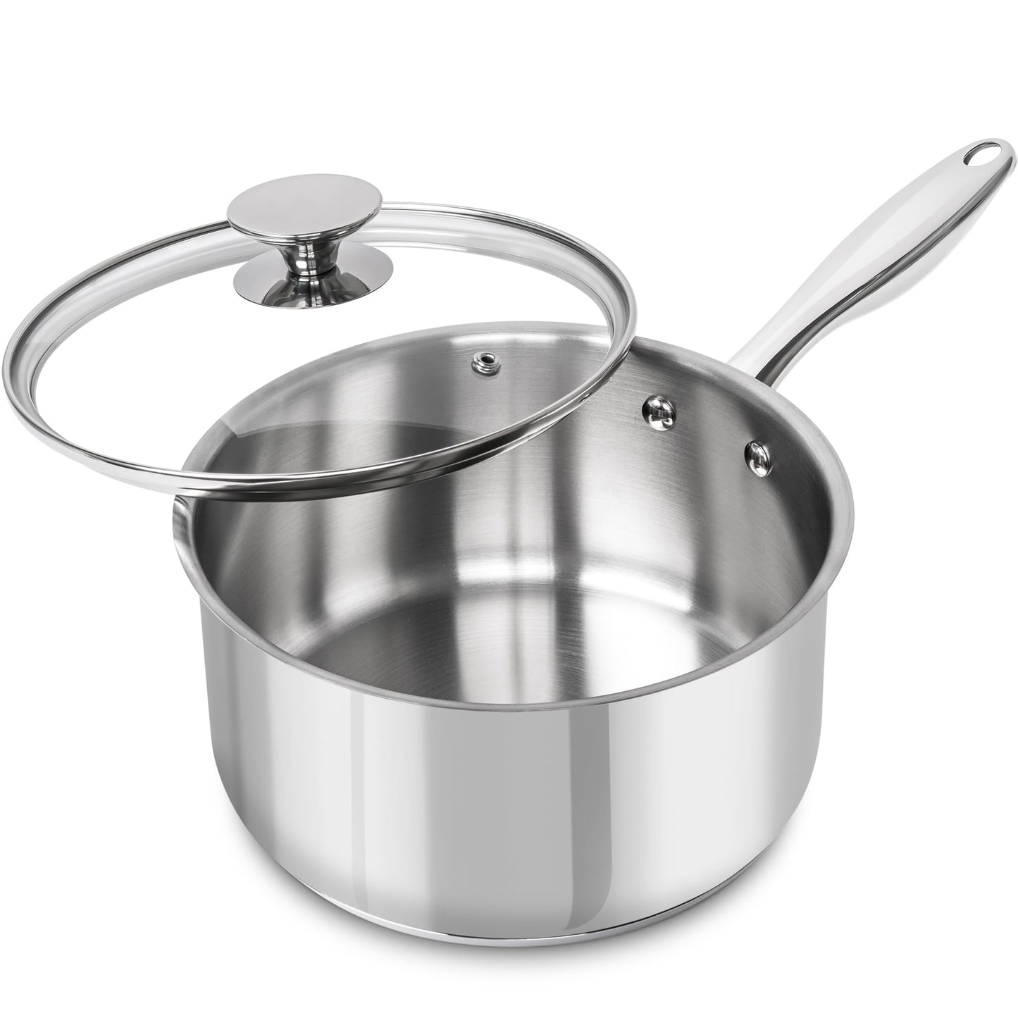 MICHELANGELO 3 Quart Saucepan with Lid & Steamer, Stainless Steel Sauce Pan with Triply Bottom, 3 QT Sauce Pot, Nonstick Saucepan Induction Compatible