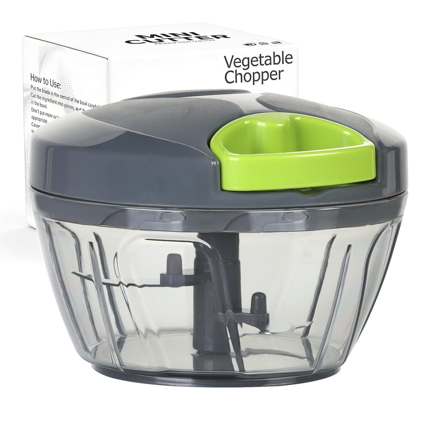 Ourokhome Manual Food Processor Vegetable Chopper, Portable Hand Pull String Garlic Mincer Onion Cutter for Veggies, Ginger, Fruits, Nuts, Herbs, etc., 500ml, Blue