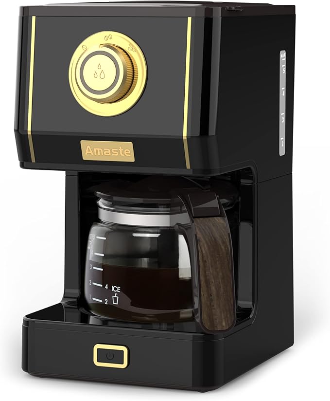 Amaste Coffee Maker, 5 Cup Coffee Pot with Three Brewing Modes, Retro Coffee Maker with Glass Carafe & Reusable Coffee Filter, Drip Coffee Maker Ideal for Home or Office, Warming Plate, Ash Blue
