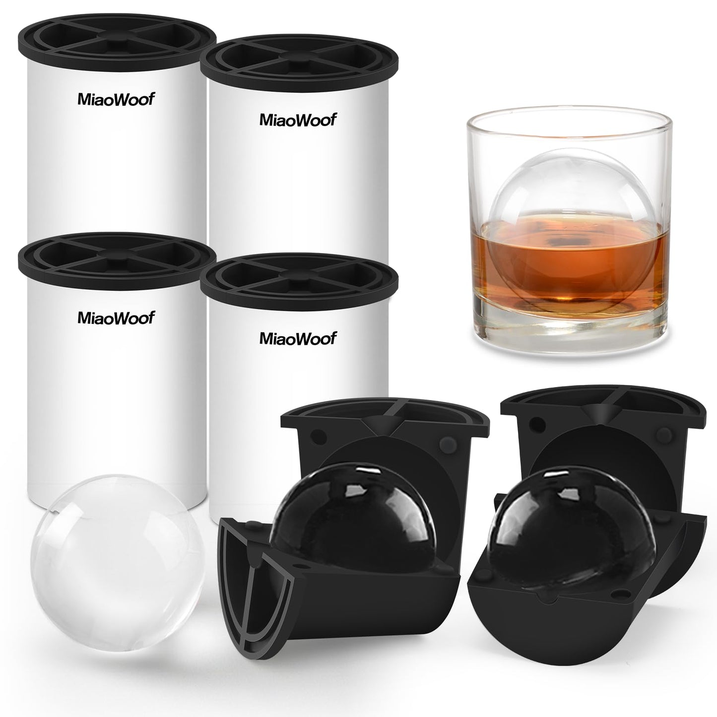 Clear Ice Ball Maker, 2.5" Large Round Ice Cube Mold for Whiskey