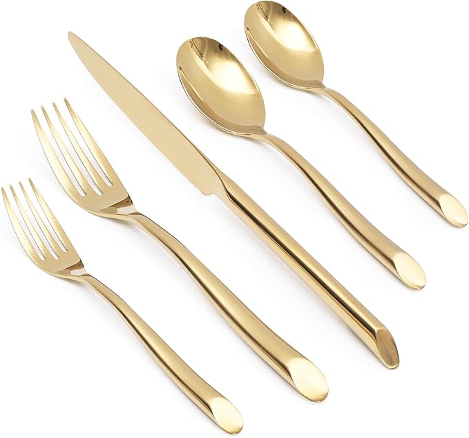20-Piece Silverware Set with Handle, Stainless Steel Flatware Set, Cutlery Set Mirror Polished, Dishwasher Safe, Service for 4