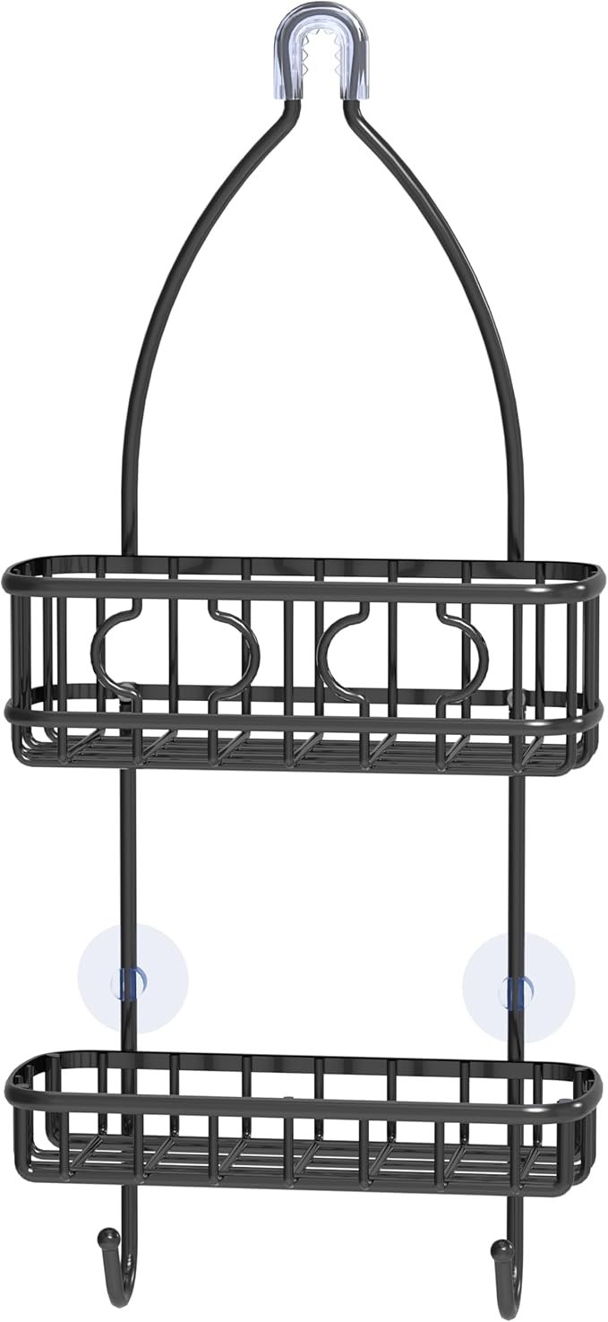 Simple Houseware Bathroom Hanging Shower Head Caddy Organizer, Black (24 x 10.2 x 4.2 inches)