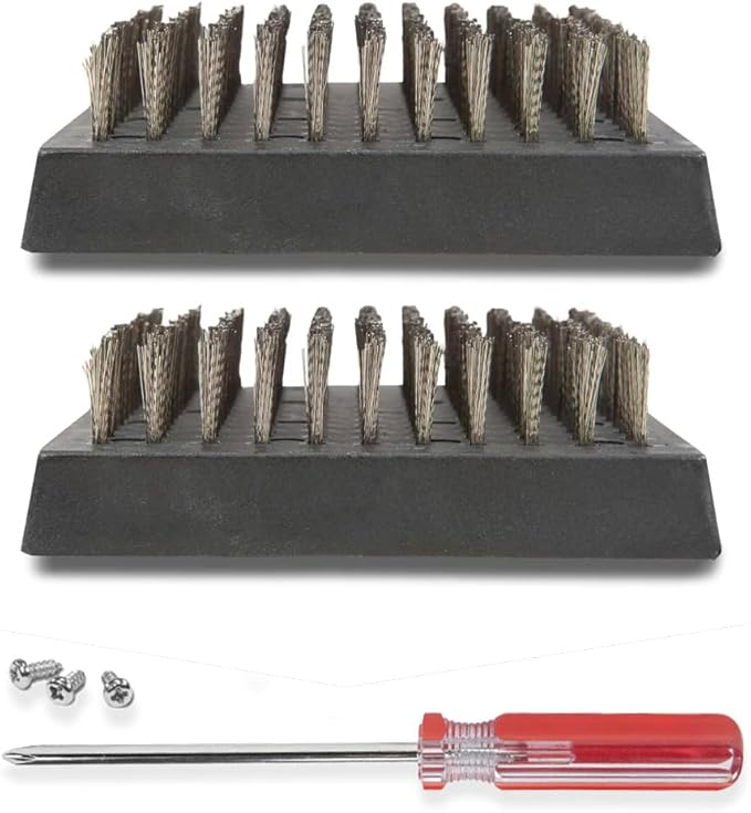 BBQ-Aid Grill Brush and Scraper for Barbecue – Grill Brush for Outdoor Grill with Extended, Large Wooden Handle and Replaceable Stainless Steel Bristles Head –No Scratch- BBQ Grill Brush for Any Grill