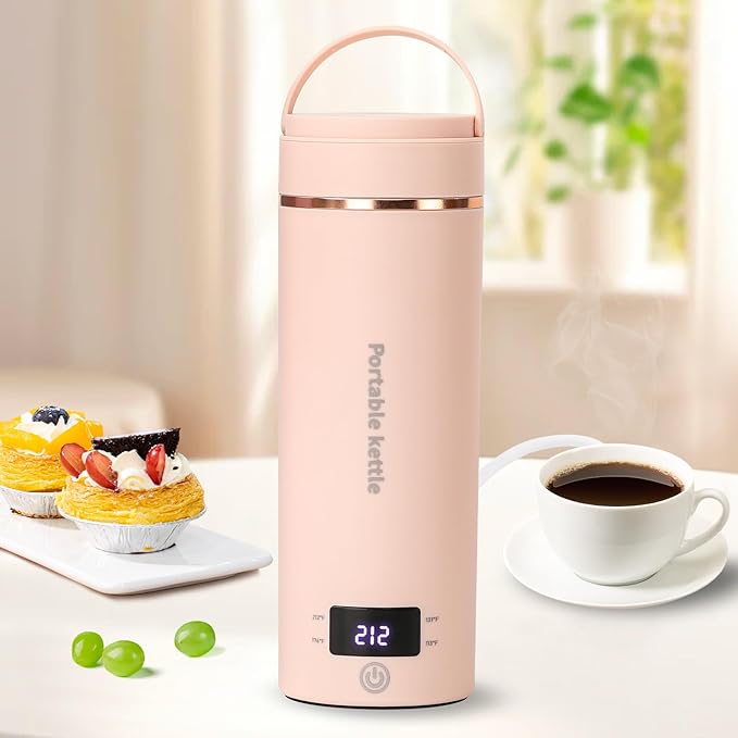 Touxila Portable Electric Kettle for Travel 120V, 13.5oz, 4 Temp Settings