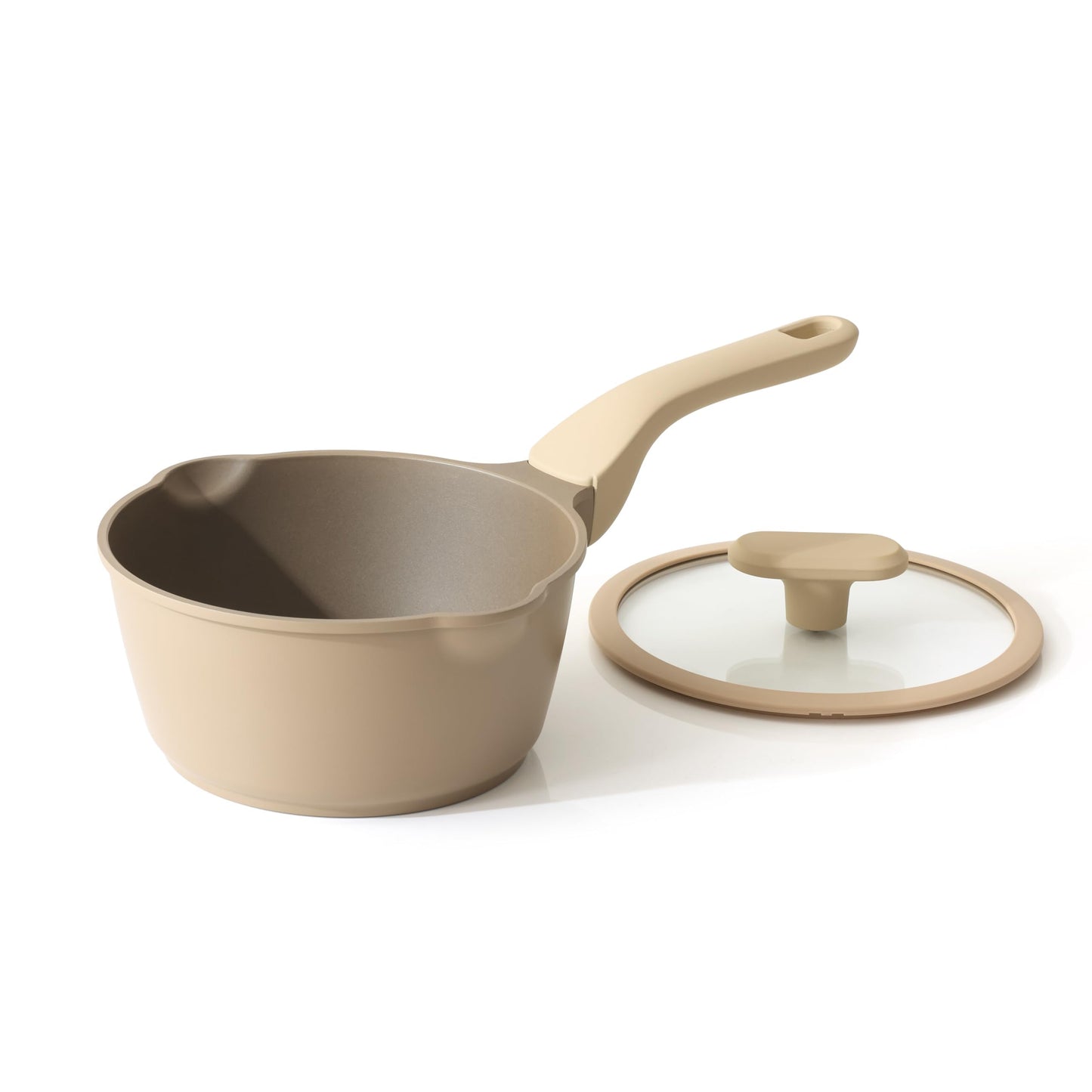 PRICUSIS Nonstick Saucepan with Lid, 2 Quart Sauce Pan, Healthy Sauce Pot with Pour Spouts for Multipurpose Use, PFOS & PFOA Free, Induction Compatible, Apricot