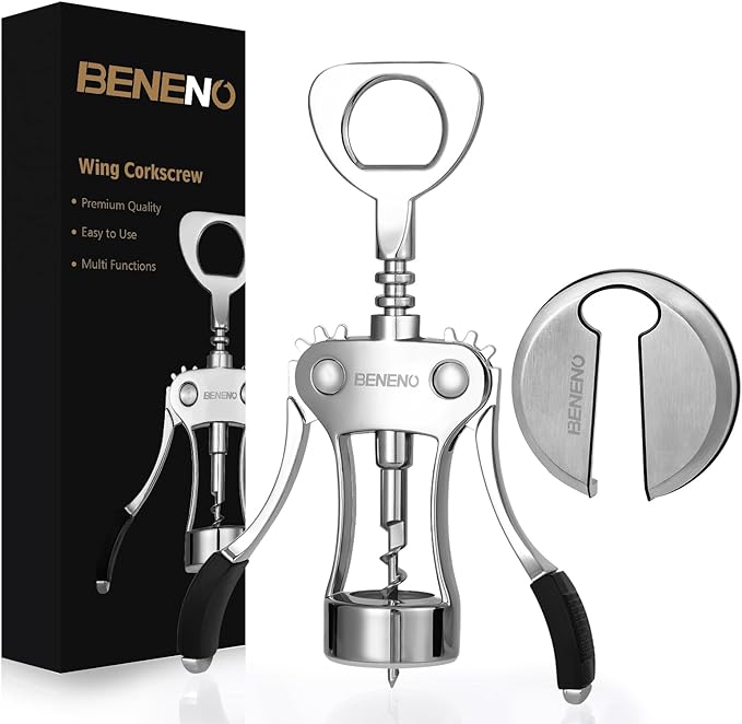 Beneno Wine Opener, Premium Wing Corkscrew Wine Bottle Opener, Dark Green