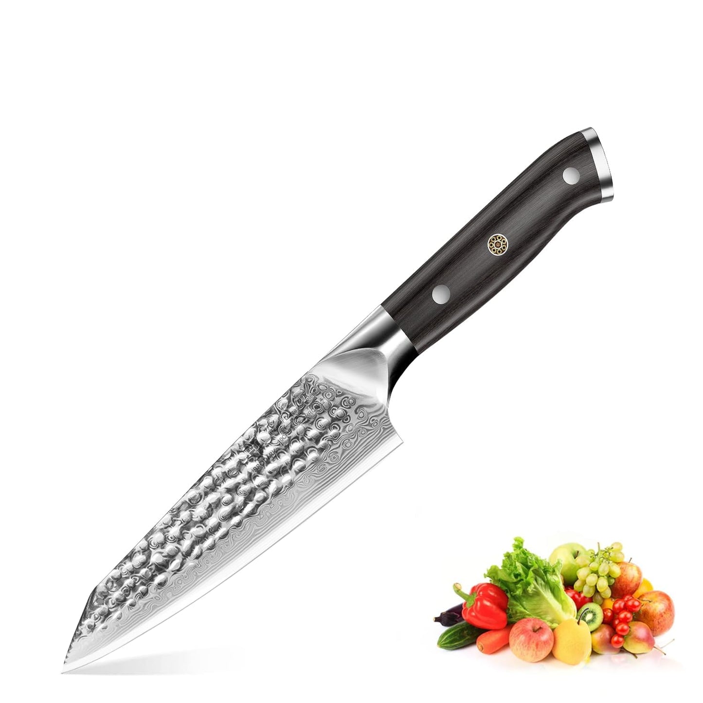 BRODARK Japanese Chef Knife, 8 inch Damascus Chef Knife, Ebony Wood Handle