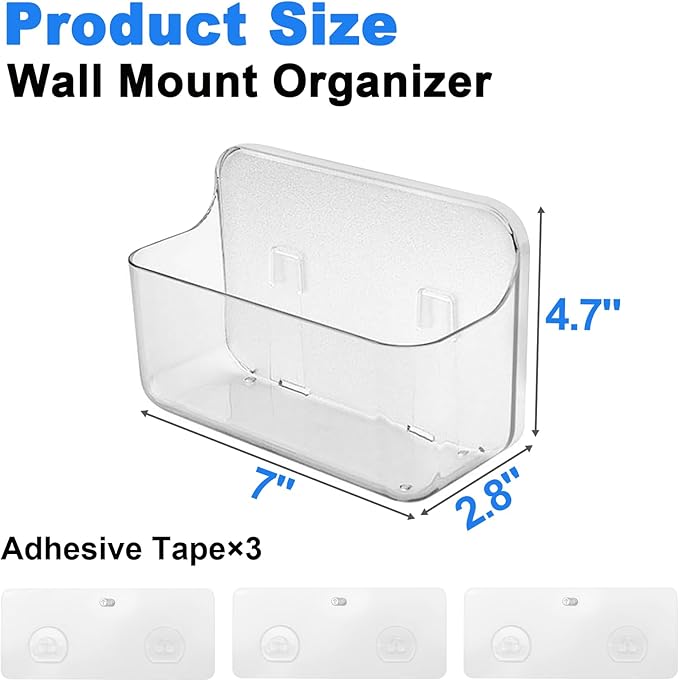Diesisa 2pc Acrylic Wall Mount Organizer, Adhesive Clear Cabinet Door Organizer,Acrylic Shelves for Wall,No Drilling Hang Walls,with Self Adhesive Tape, for Bathroom, Kitchen, Living Room
