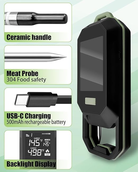 Meat Thermometer with Dual Probes, Thermometer Ultra-Thin Probe