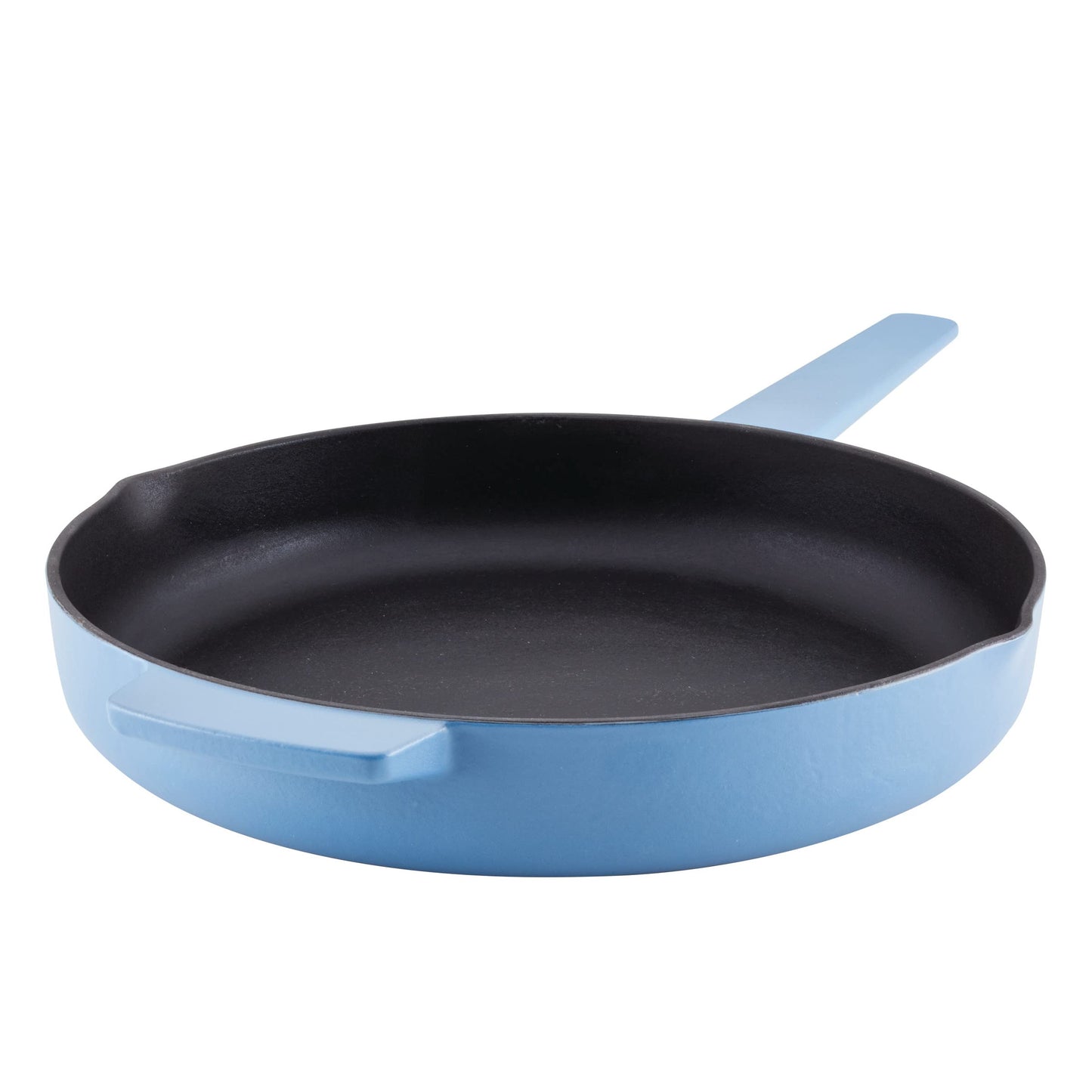 KitchenAid Enameled Cast Iron Frying Pan/Skillet with Helper Handle and Pour Spouts, 12 Inch, Pistachio