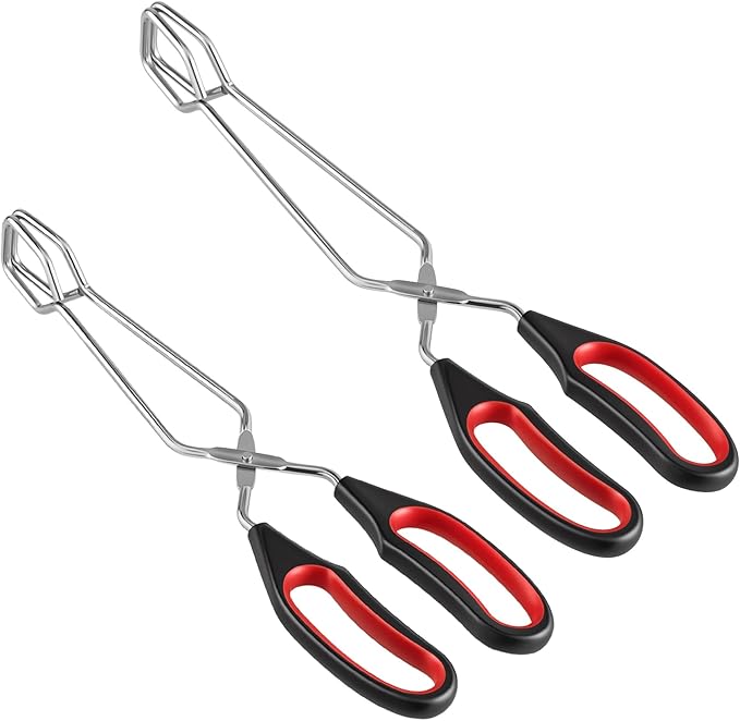 WHTCHSU Stainless Steel Scissor Tongs 9.25-Inch, 11-Inch, and 13-Inch Set, Set of 3