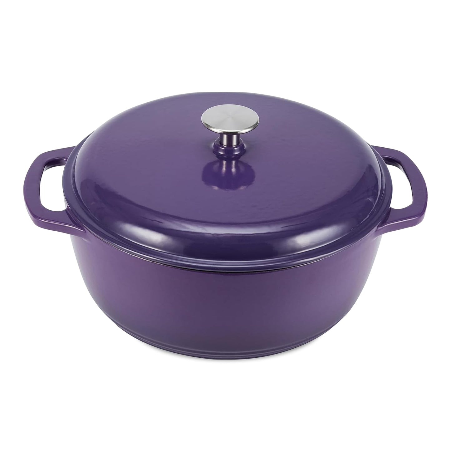 Enameled Cast Iron Dutch Oven Pot with Lid, Round, Dual Handles, Heavy-Duty, Oven Safe for Stews, Roasting, Baking, 6-Quart, Red