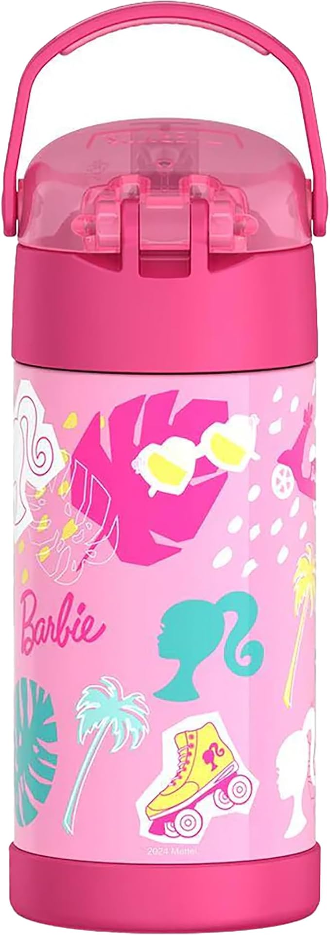 THERMOS FUNTAINER Water Bottle with Straw - 12 Ounce - Kids Stainless Steel Vacuum Insulated Water Bottle with Lid, Barbie