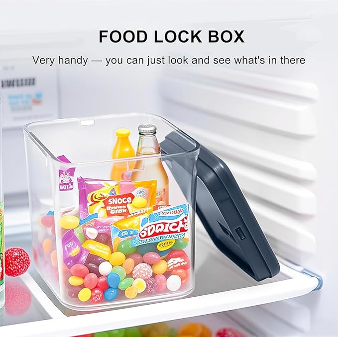 EMLTHORYClear Medicine Lock Box with code, Small Food Snack Phone medication Lock Boxes for Personal Items Combination Electronics Organizer,Phone Jail,Gaming Device Lockable Boxes