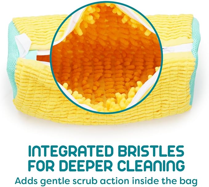 Shoe Washing Machine Bag - 2pcs - Laundry Shoe Bag for Washer and Dryer - 2pc Reusable Sneaker Cleaning Sack for All type of Tennis - Reinforced Zipper, 360° Deep Cleaning (Yellow)