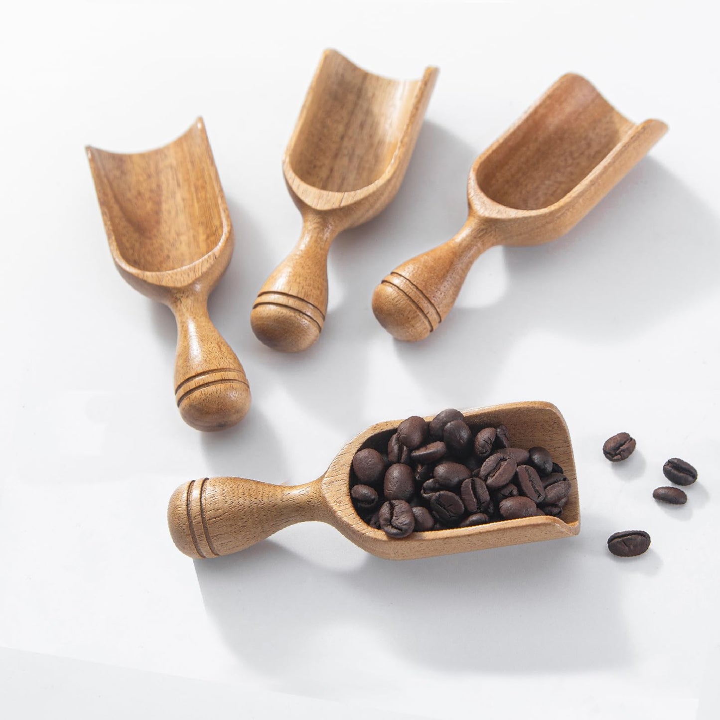 Large Wooden Scoops 5.9″ Big Wooden Coffee Scoops Shovel, 2PCS Wood Flour Scoop for Jars, Acacia Measuring Spoons Ground Coffee for Tea - Multifunctional Kitchen Scoop for Bath Salts,Laundry