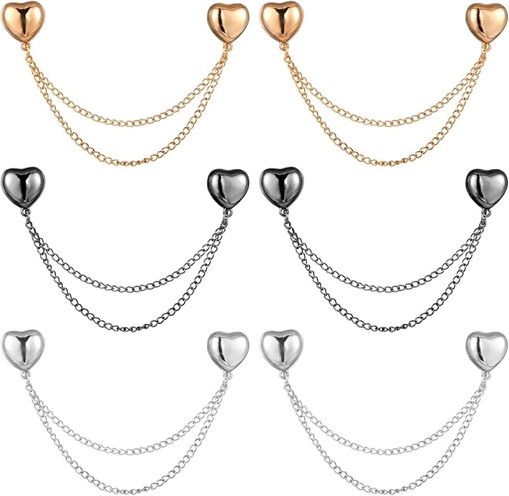 6pcs Magnetic Clothing Clips with Chain, Multi-Function Magnet Button Pins Hijab Cuff Clips for Fixing Hem of Clothes Long Pants Legs Sleeves of Shirts