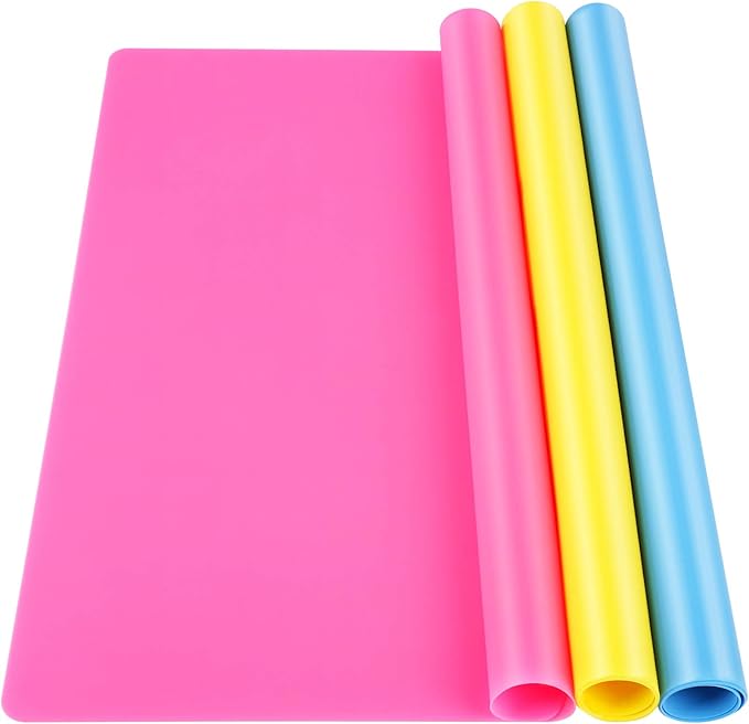 LEOBRO Silicone Mats, 3 PCS Silicone Mats for Crafts, Resin Molds, Play Dough Mat, Nonstick Silicone Sheet Mat for Epoxy Resin, Clay, Craft Supplies, 15.7”x 11.7”