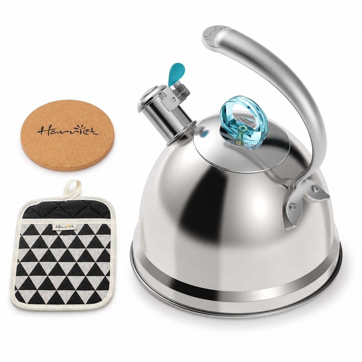 Harriet Whistling Tea Kettle for Stove Top, 2.5 QT Food-Grade Steel Teapot