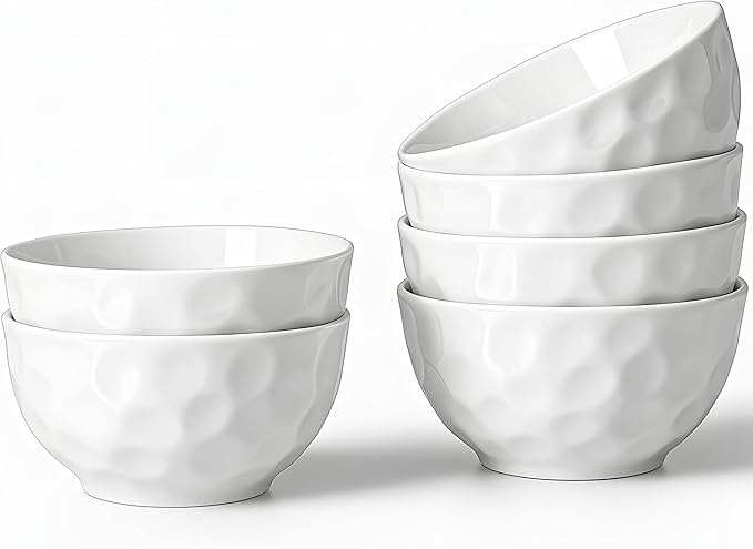HOMBENE Porcelain Soup Bowls, 4.5 Inch Ice Cream Bowl, Kitchen Bowl Set, Fruit Bowls, Microwave and Dishwasher Safe, Set of 6