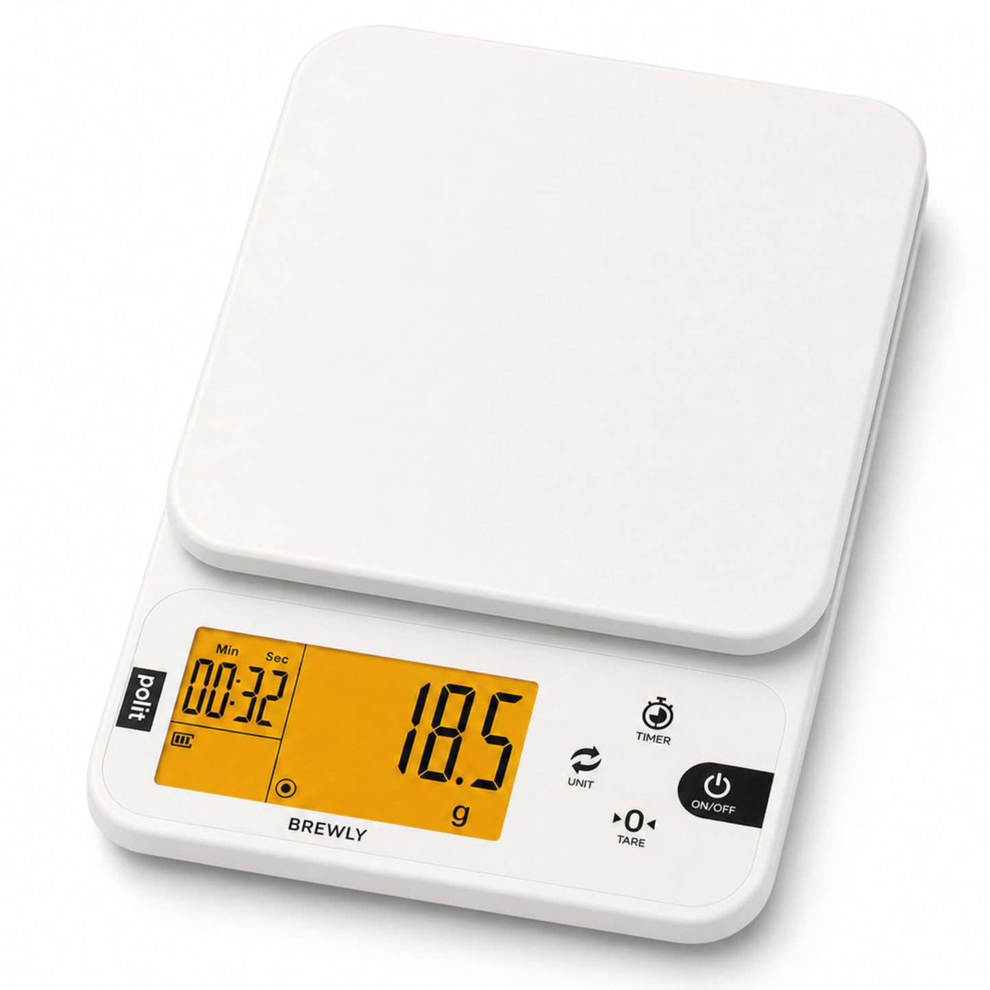 Polit Coffee Scale with Timer, 0.1g Espresso Scale for Pour Over, White