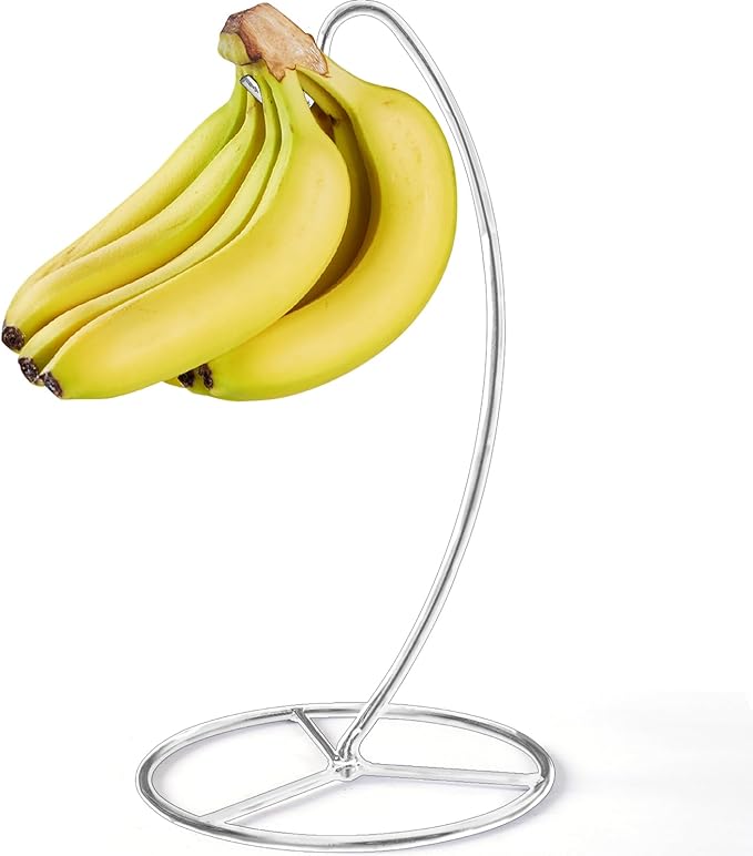Banana Holder Stand, Banana Hanger Stand Black, Metal Bananas Tree Hanger to Keep Bananas Fresh Silver
