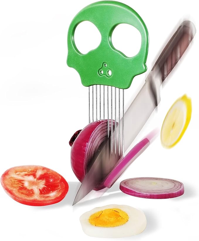 Lovfult Stainless Steel Onion Cutter – Multi-Function Vegetable Cutter & Herb Stripper for Avocados, Eggs, Tomatoes, Potatoes (Green)