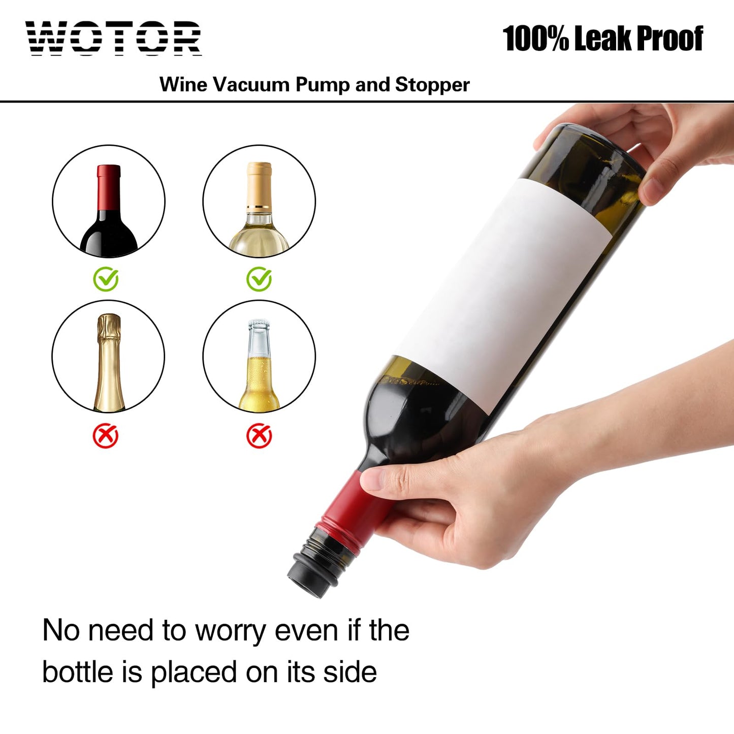 WOTOR Wine Saver Vacuum Pump with 20 Stoppers, Wine Preserver, Black