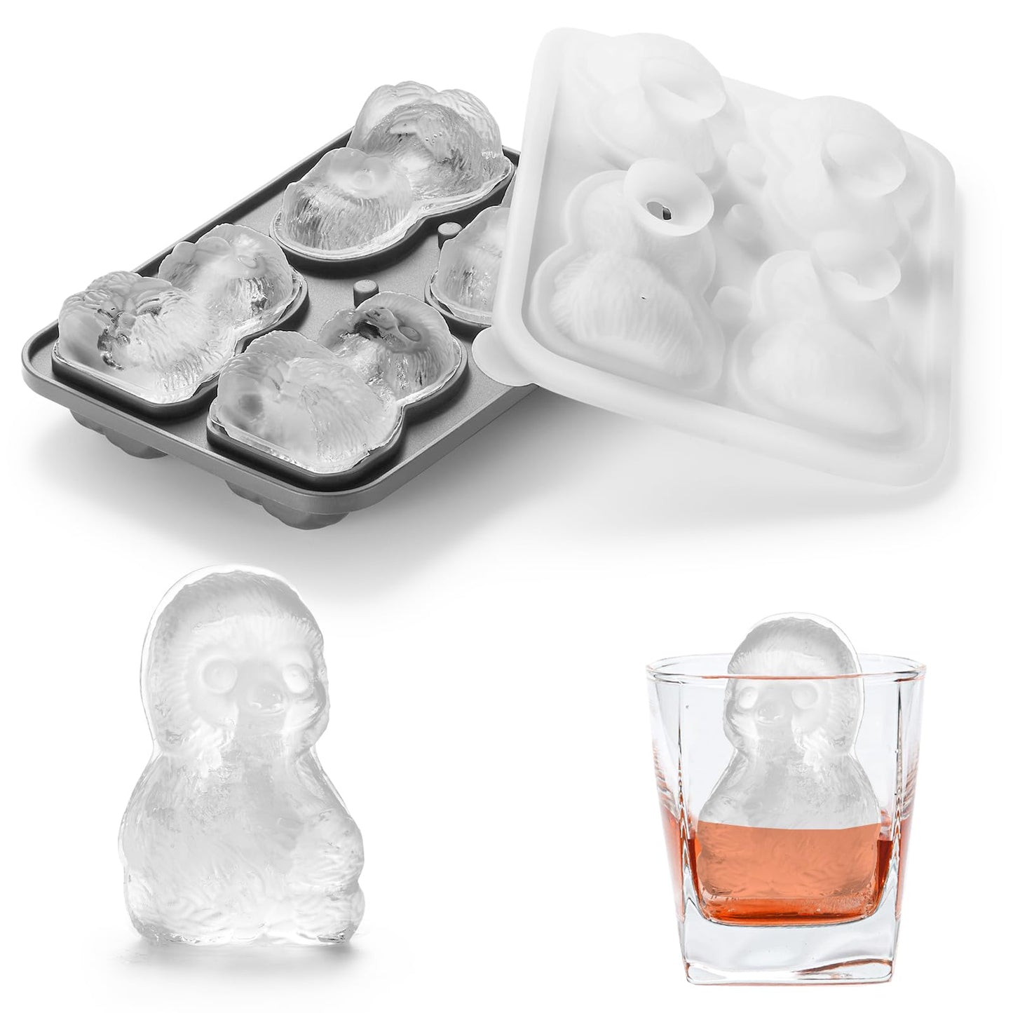 Nax Caki 3D Cat Ice Cube Mold Fun Shapes, Cat Lover Gifts for Women & Mom, Cute Large Craft Ice Mold, Big Ice Cube Trays for Whiskey Cocktails Bourbon